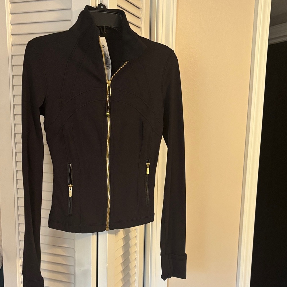 lululemon athletica Black Bomber Jacket with Gold Zippers